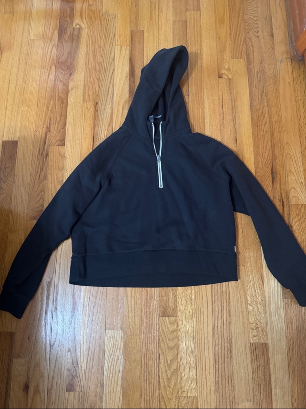 Vuori Black Half-Zip Hoodie with Silver Zipper